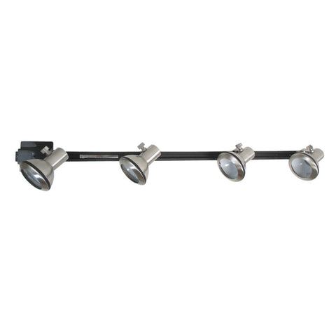 Sunset Lighting Track Head Kit F2953-80-4BK Four Brushed Nickel Heads with Black Track - Quality Discount Lighting