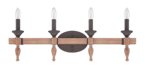 Craftmade Lighting 38104 JBZDO Glenwood Collection Four Light Bath Vanity Wall Mount in Light Aged Bronze and Distressed Oak Finish