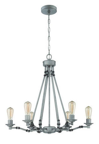 Craftmade Lighting 37826 AGV Hadley Collection Six Light Hanging Chandelier in Aged Galvanized Finish