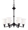 Nuvo Lighting 60-2427 Glenwood Collection Six Light Energy Star Rated Fluorescent GU24 Hanging Chandelier in Sudbury Bronze Finish - Quality Discount Lighting