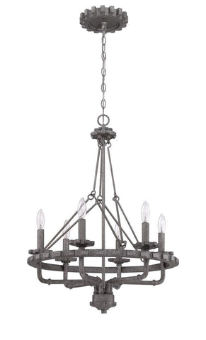 Craftmade Lighting 38636 AGV Prime Collection Six Light Hanging Chandelier in Aged Galvanized Finish