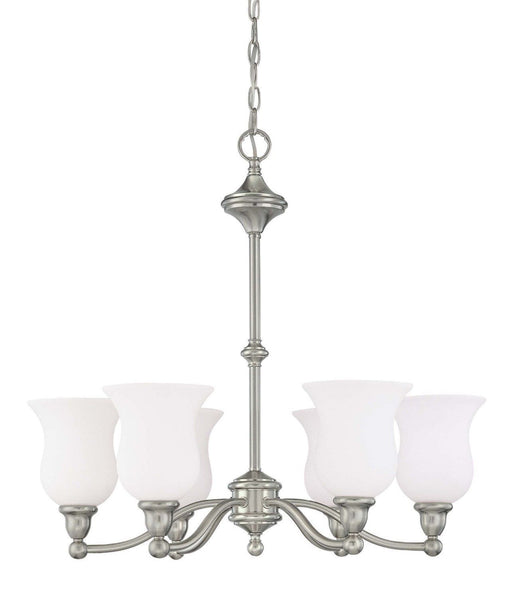 Nuvo Lighting 60-2557 Glenwood Collection Six Light Hanging Energy Efficient Fluorescent Hanging Chandelier in Brushed Nickel Finish - Quality Discount Lighting