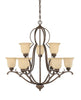 Designers Fountain Lighting 82689 FSN Radford Collection Nine Light Hanging Chandelier in Forged Sienna Finish - Quality Discount Lighting