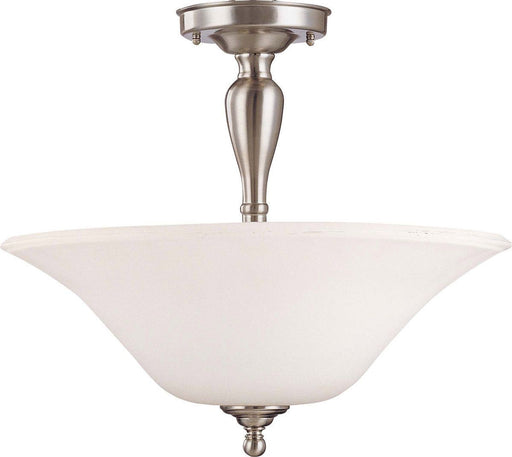 Nuvo Lighting 60-1907 Dupont Collection Three Light Energy Star Efficient GU24 Convertible Semi Flush or Hanging Pendant  in Brushed Nickel Finish