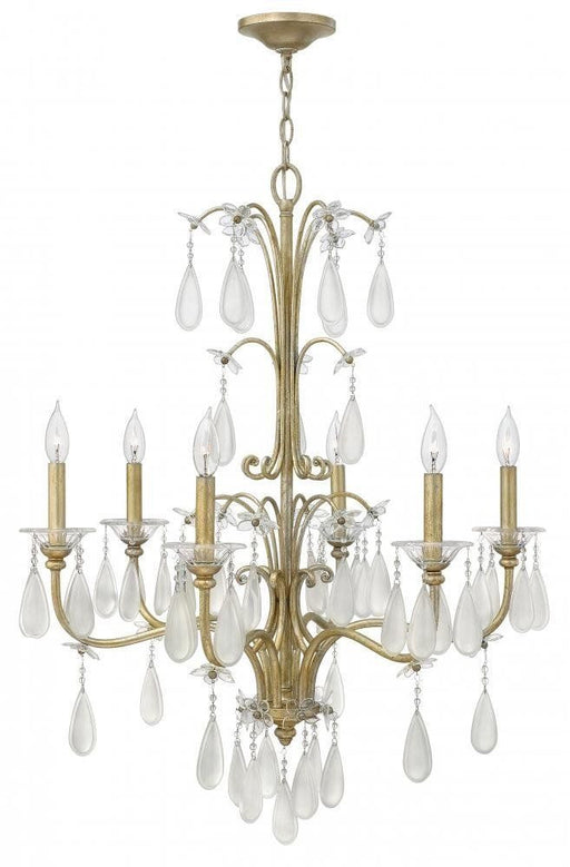 Hinkley Lighting Fredrick Ramond FR40316 SLF Francesca Collection Six Light Hanging Chandelier in Silver Leaf Finish - Quality Discount Lighting