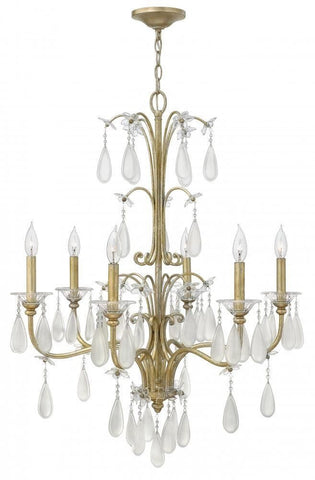 Hinkley Lighting Fredrick Ramond FR40316 SLF Francesca Collection Six Light Hanging Chandelier in Silver Leaf Finish - Quality Discount Lighting