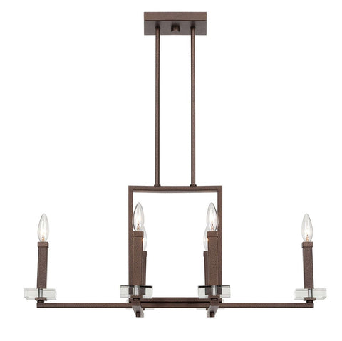 Designers Fountain Lighting 84386-FBZ Fieldhouse Collection Six Light Hanging Island Linear Chandelier in Flemish Bronze Finish