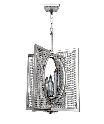 Kalco Lighting 10137-010-FR001 Rockefeller Collection Six Light Hanging Pendant Chandelier in Polished Chrome Finish
