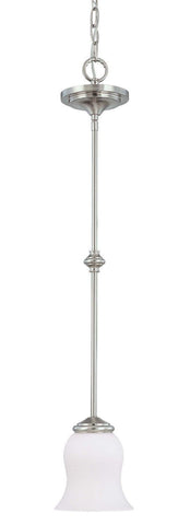 Nuvo Lighting 60-2563 Glenwood Collection One Light Energy Star Rated Fluorescent Hanging Mini Pendant Chandelier in Brushed Nickel Finish - Quality Discount Lighting