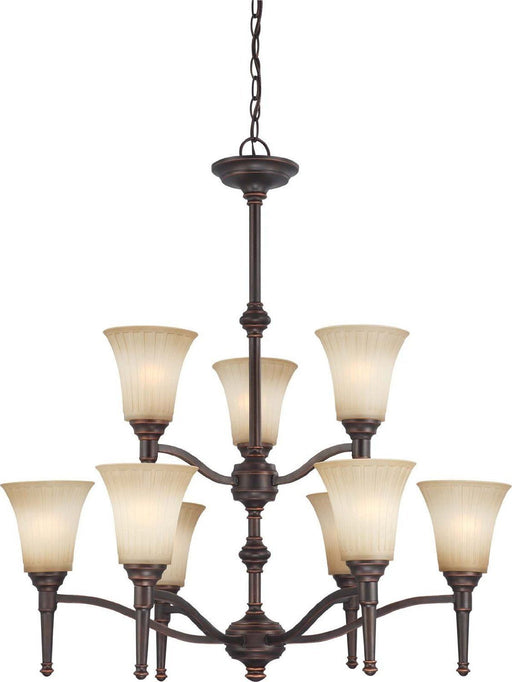 Nuvo Lighting 60-4249 Franklin Collection Nine Light Hanging Chandelier in Georgetown Bronze Finish - Quality Discount Lighting