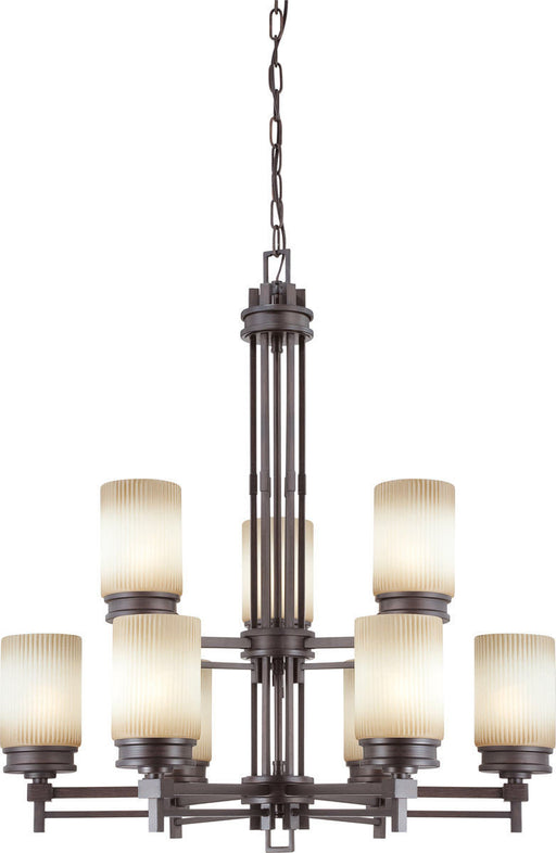 Nuvo Lighting 60-4609 Wright Collection Nine Light Hanging Chandelier in Prairie Bronze Finish - Quality Discount Lighting