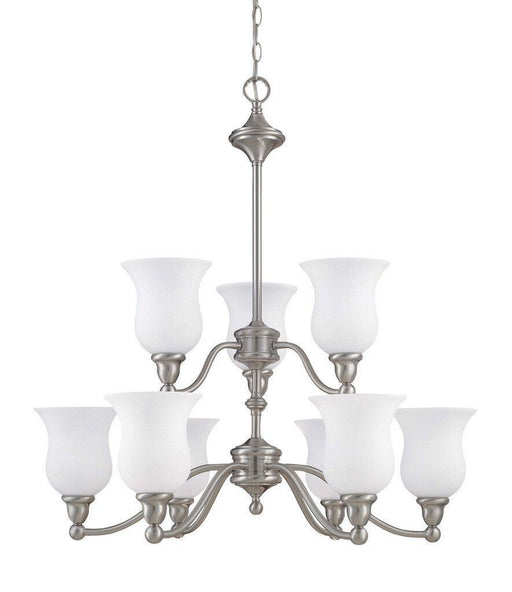 Nuvo Lighting 60-2558 Glenwood Collection Nine Light Hanging Energy Efficient Fluorescent Hanging Chandelier in Brushed Nickel Finish - Quality Discount Lighting