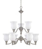 Nuvo Lighting 60-2558 Glenwood Collection Nine Light Hanging Energy Efficient Fluorescent Hanging Chandelier in Brushed Nickel Finish - Quality Discount Lighting