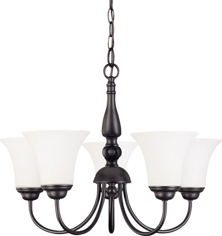 Nuvo Lighting 60-41922 Dupont Collection Five Light Energy Star Efficient LED GU24 Hanging Chandelier  in Dark Chocolate Finish