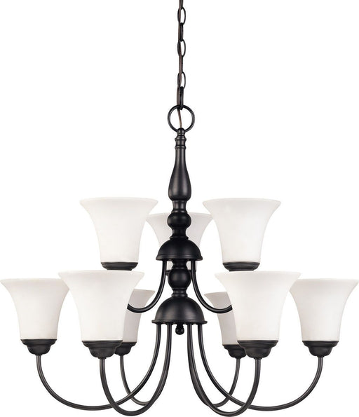 Nuvo Lighting 60-1923 Dupont Collection Nine Light Energy Star Efficient GU24 Hanging Chandelier  in Dark Chocolate Finish