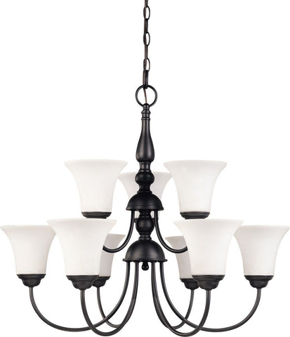 Nuvo Lighting 60-41923 Dupont Collection Nine Light Energy Star Efficient LED GU24 Hanging Chandelier  in Dark Chocolate Finish