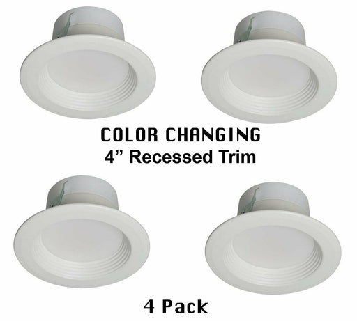 Utilitech 20992-001 Four Inch Wattage and Color Adjustable LED Retrofit Recessed Trims in White Finish - 4 Pak