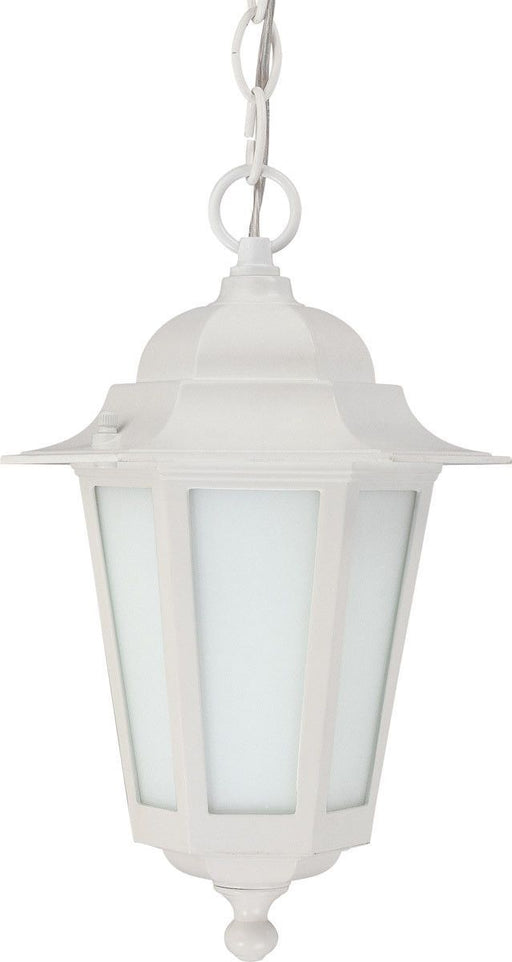 Nuvo Lighting 60-2207 Cornerstone Collection One Light Energy Saver Exterior Outdoor Hanging Pendant Lantern in White Finish
