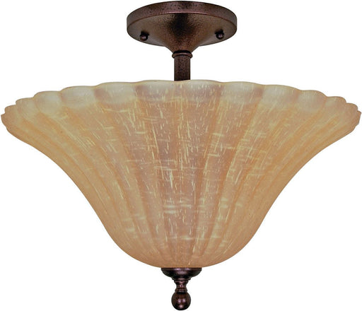 Nuvo Lighting 60-2407 Moulan Collection Three Light Energy Saving Fluorescent Semi Flush Ceiling Mount in Copper Bronze Finish