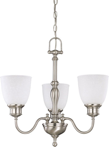 Nuvo Lighting 60-2773 Bella Collection Three Light Hanging Chandelier in Brushed Nickel Finish