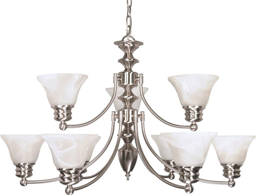 Nuvo Lighting 60-3196 Empire Collection Nine Light Energy Star Efficient GU24 Hanging Chandelier in Brushed Nickel Finish