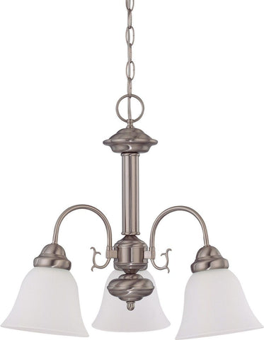 Nuvo Lighting 60-3291 Ballerina Collection Three Light Energy Star Efficient GU24 Hanging Chandelier in Brushed Nickel Finish