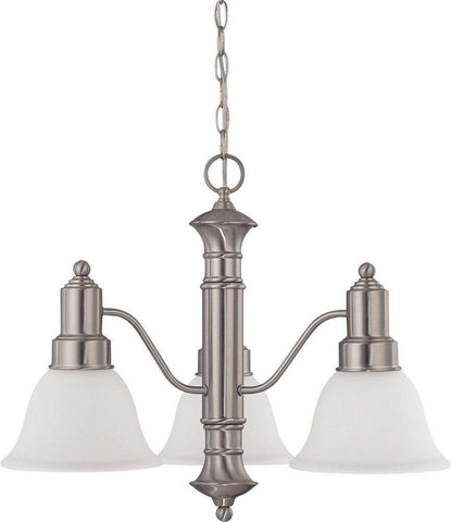Nuvo Lighting 60-3293 Gotham Collection Three Light Energy Star Efficient GU24 Hanging Chandelier in Brushed Nickel Finish