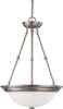 Nuvo Lighting 60-3297 Signature Collection Three Light Energy Star Efficient GU24 Hanging Pendant Chandelier in Brushed Nickel Finish