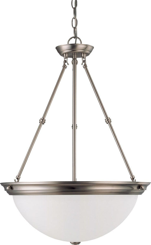 Nuvo Lighting 60-3298 Signature Collection Three Light Energy Star Efficient GU24 Hanging Pendant Chandelier in Brushed Nickel Finish