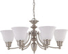 Nuvo Lighting 60-43305BN-LED Empire Collection Six Light Energy Star Efficient GU24 Hanging Chandelier in Brushed Nickel Finish