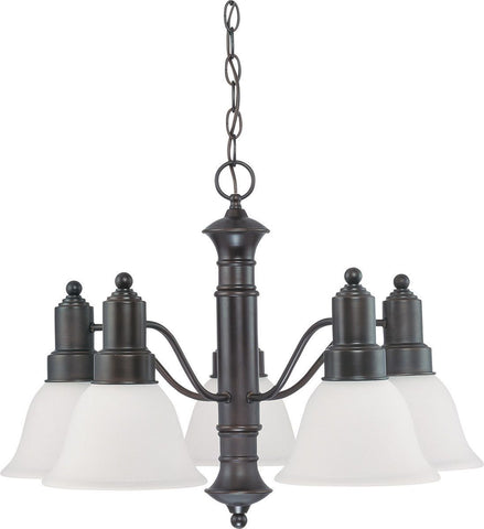 Nuvo Lighting 60-3333 Gotham Collection Five Light Energy Star Efficient GU24 Hanging Chandelier in Mahogany Bronze Finish
