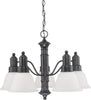 Nuvo Lighting 60-3333 Gotham Collection Five Light Energy Star Efficient GU24 Hanging Chandelier in Mahogany Bronze Finish