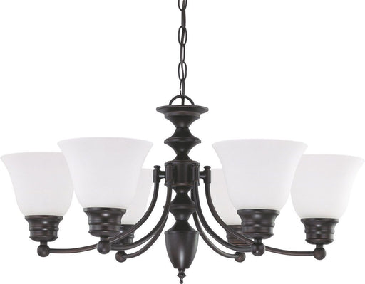 Nuvo Lighting 60-3359 Empire Collection Six Light Energy Star Efficient GU24 Hanging Chandelier in Mahogany Bronze Finish