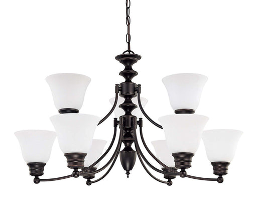 Nuvo Lighting 60-3361 Empire Collection Nine Light Energy Star Efficient GU24 Hanging Chandelier in Mahogany Bronze Finish