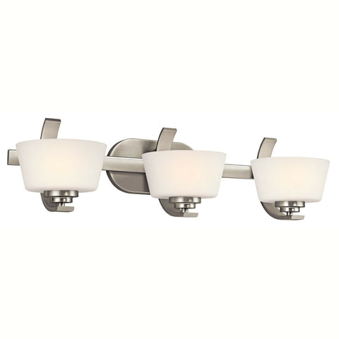 Aztec by Kichler Lighting 37933 Rise Collection Three Light Bath Vanity Wall Mount in Brushed Nickel Finish