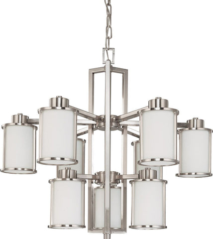 Nuvo Lighting 60-3809 Odeon Collection Nine Light Energy Star Efficient GU24 Hanging Chandelier in Brushed Nickel Finish