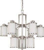 Nuvo Lighting 60-3809 Odeon Collection Nine Light Energy Star Efficient GU24 Hanging Chandelier in Brushed Nickel Finish