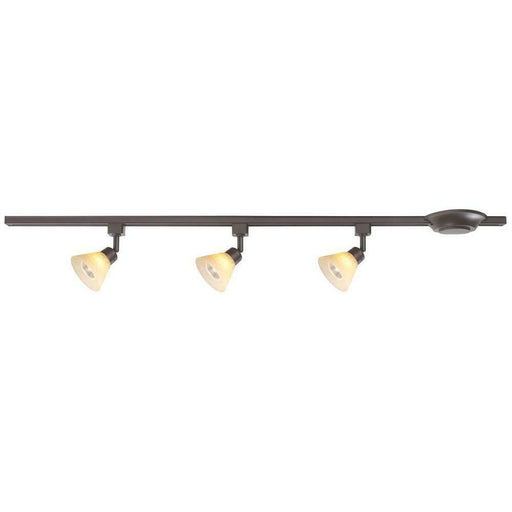 CE 38615 Three Light Hammered Glass Linear Line Voltage Track Kit in Antique Bronze Finish