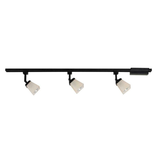 CE 38675 Three Light Linen Glass Linear Line Voltage Track Kit in Black Finish