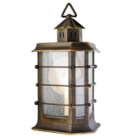 Aztec 39347 By Kichler Lighting Two Light Outdoor Wall Lantern in Distressed Solid Brass Finish