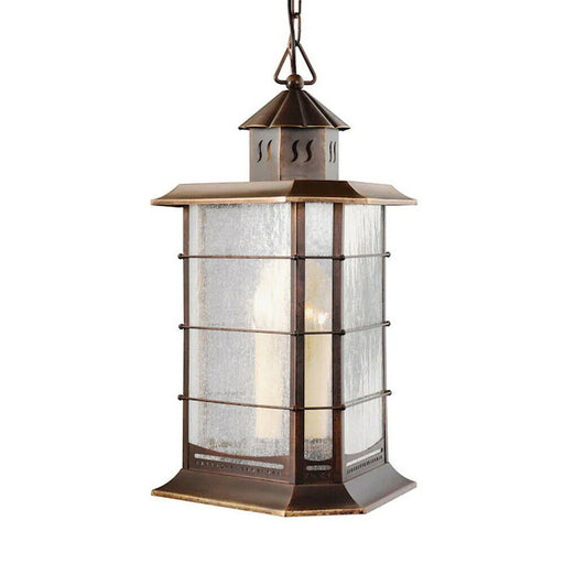 Aztec 39348 By Kichler Lighting Three Light Outdoor Hanging Lantern in Distressed Solid Brass Finish