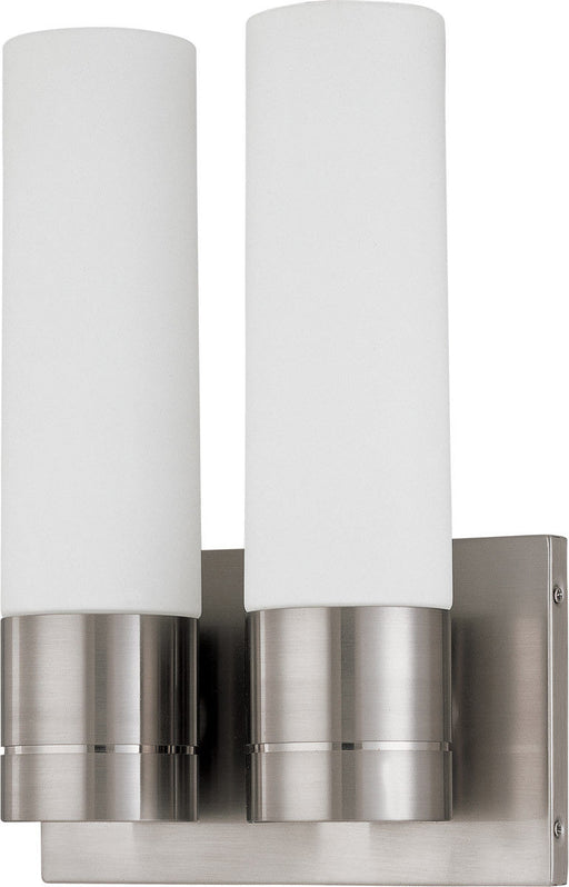 Nuvo Lighting 60-3957 Link Collection Two Light Energy Star Efficient GU24  Wall Sconce in Brushed Nickel Finish