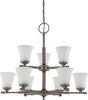 Nuvo Lighting 60-4019 Teller Collection Nine Light Hanging Chandelier in Aged Pewter Finish