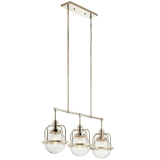 Kichler Lighting 44205 PN Triocent Collection Three Light Linear Pendant Chandelier in Polished Nickel Finish