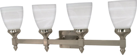 Nuvo Lighting 60-469 Triumph Collection Four Light Energy Star Efficient GU24 Bath Vanity Wall Mount in Brushed Nickel Finish