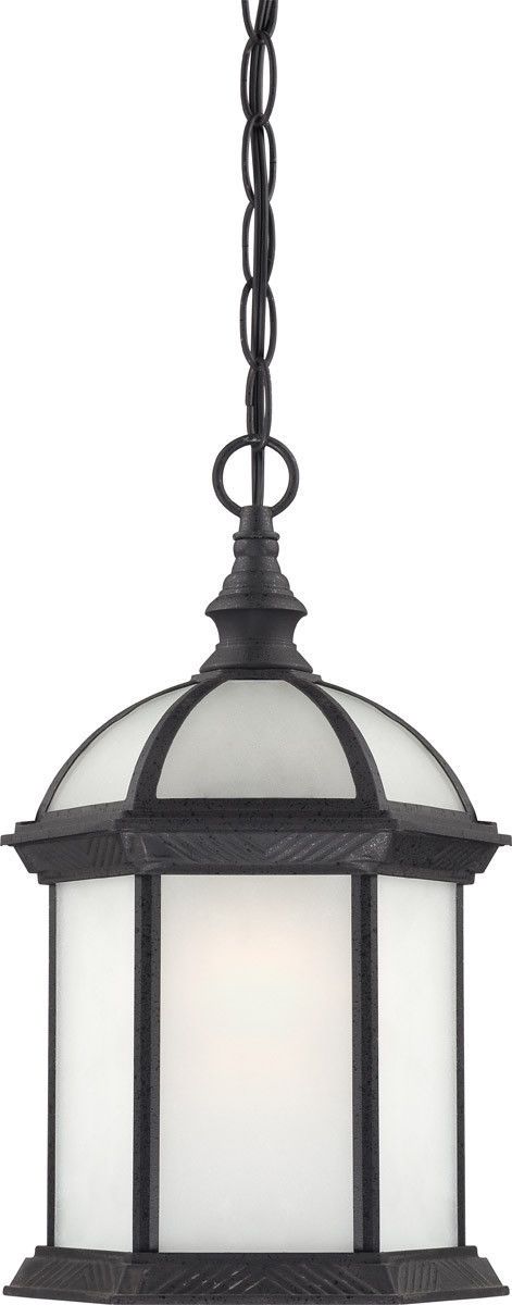 Nuvo Lighting 60-4999 Boxwood Collection One Light Energy Star Efficient GU24 Exterior Outdoor Hanging Pendant Lantern in Textured Black Finish