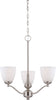 Nuvo Lighting 60-5056 Patton Collection Three Light Energy Star Efficient GU24 Hanging Chandelier in Brushed Nickel Finish