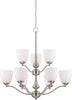 Nuvo Lighting 60-5059 Patton Collection Nine Light Energy Star Efficient GU24 Hanging Chandelier in Brushed Nickel Finish