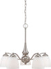 Nuvo Lighting 60-5063 Patton Collection Five Light Energy Star Efficient GU24 Hanging Chandelier in Brushed Nickel Finish