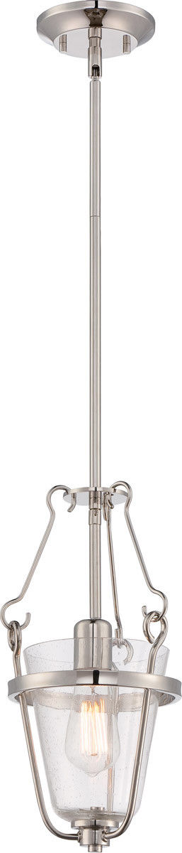 Nuvo Lighting 60-5287 Latham Collection One Light Hanging Pendant in Polished Nickel Finish